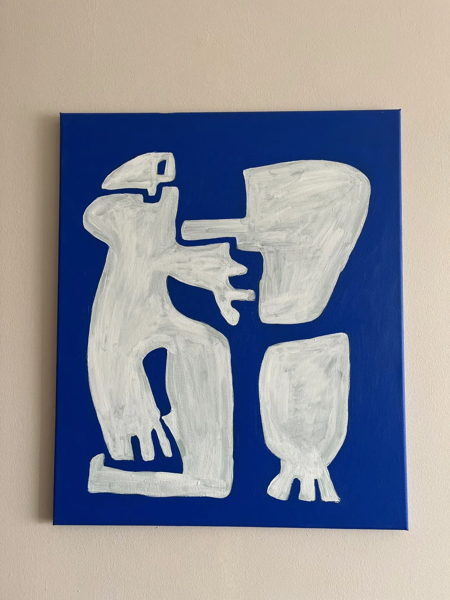 Canvas painting "Happy men" off-white