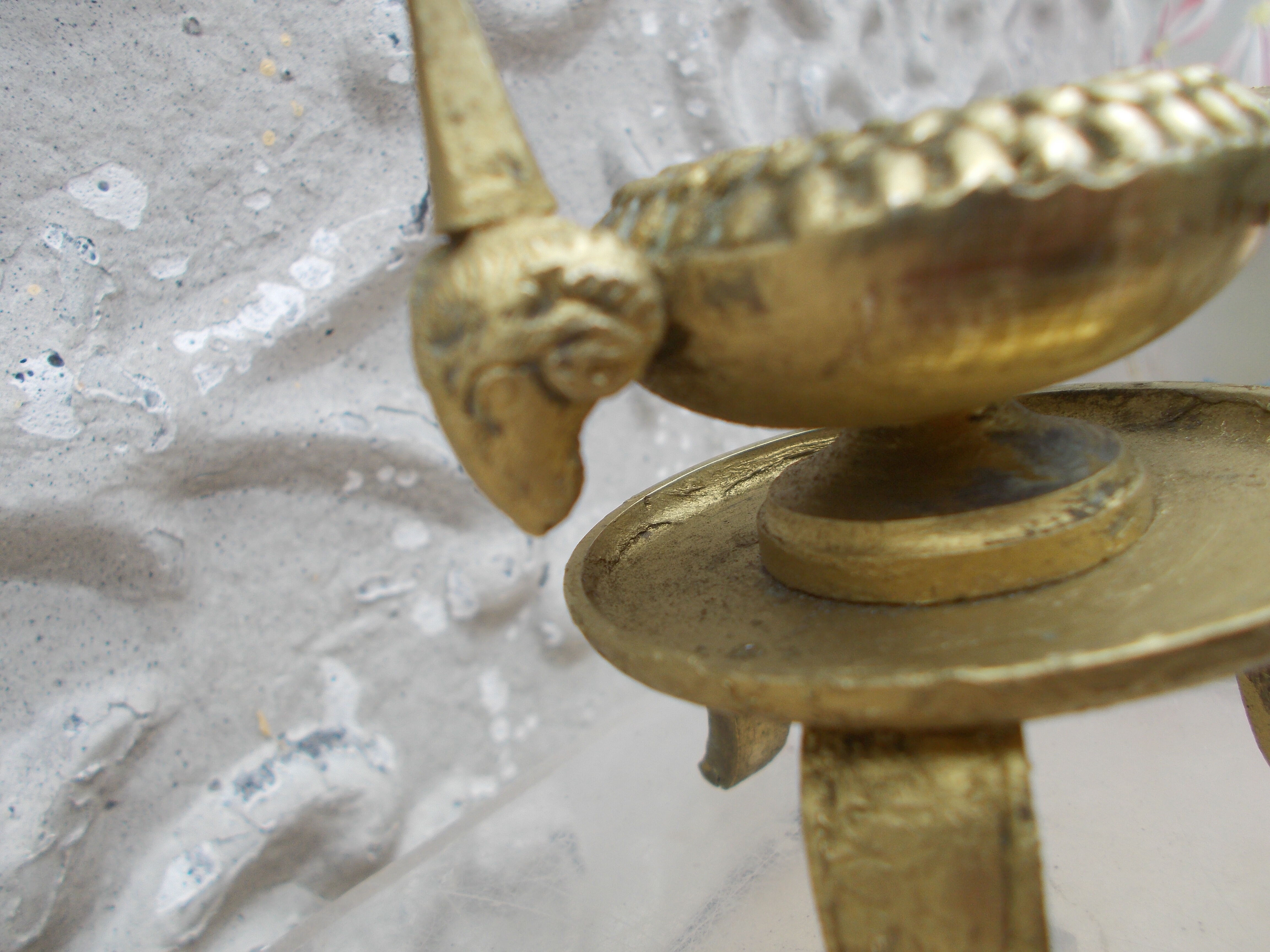 Old bronze oil lamp religious symbol Christ