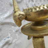 Old bronze oil lamp religious symbol Christ