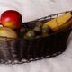 Old basket/basket in woven silver metal