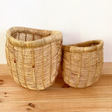 Vintage rattan corner baskets