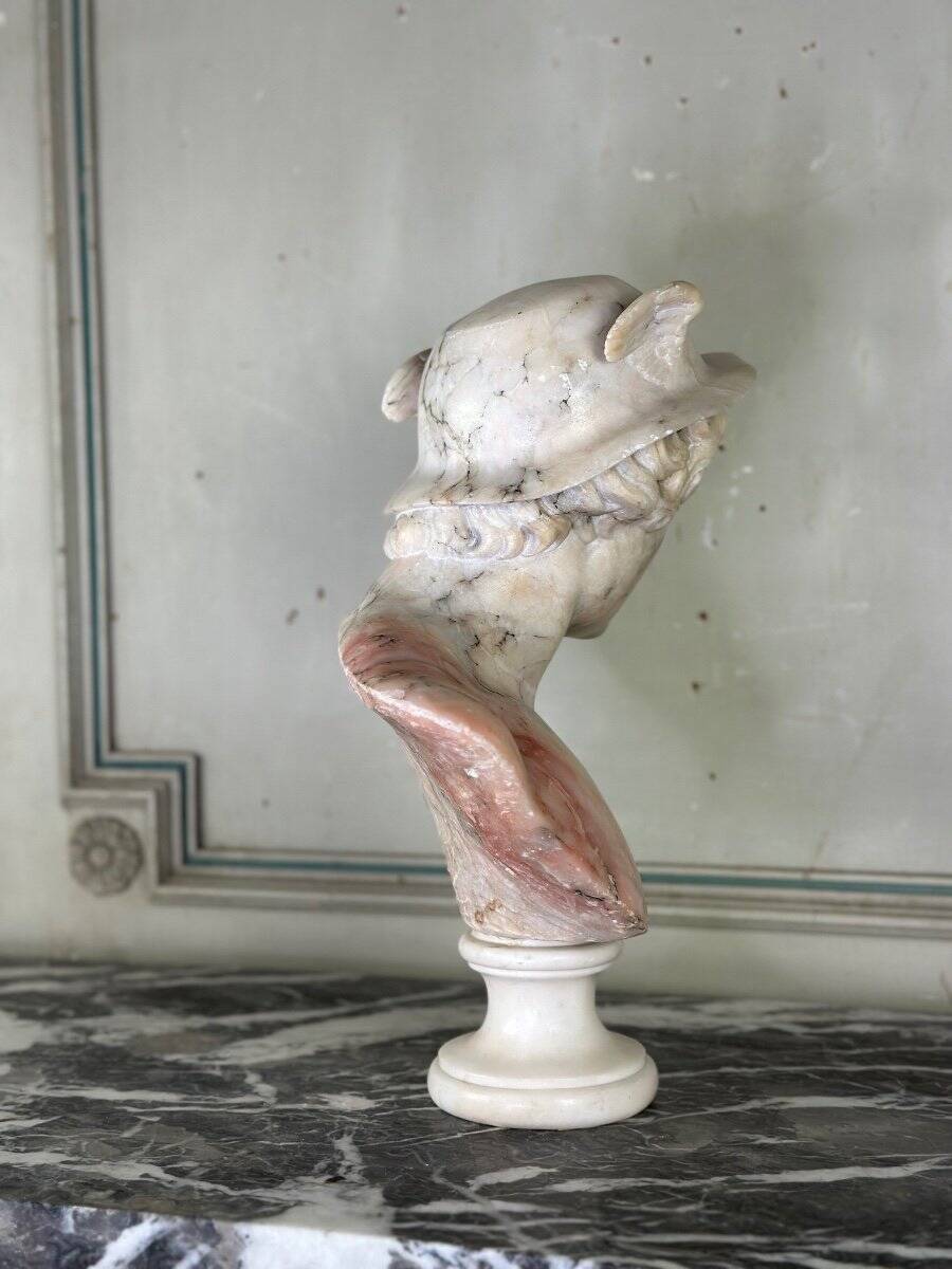 Bust of Hermes in alabaster, Italy circa 1880