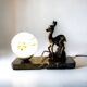 Art Deco bedside lamp - Globe and fawn on marble base