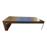 Table basse double : table en verre et dessus amovible bois