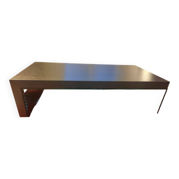 Double coffee table: glass table with removable wooden top.