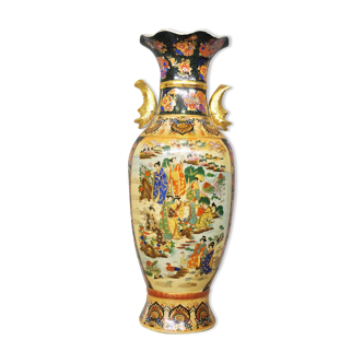 Vase en céramique royale chinoise Satsuma décoré à la main, 1960