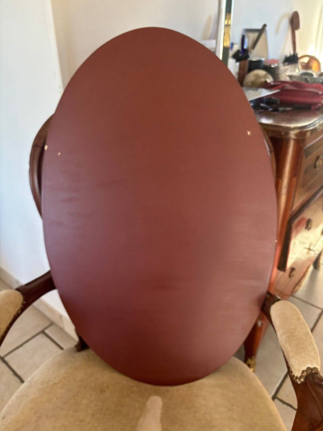 Vintage Oval Mirror Bevelled Glass Frameless – 1950s