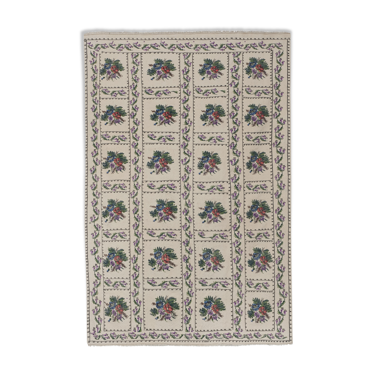 Original Needlepoint Handmade Decorative French Aubusson Carpet 5'6'' x 7'10''