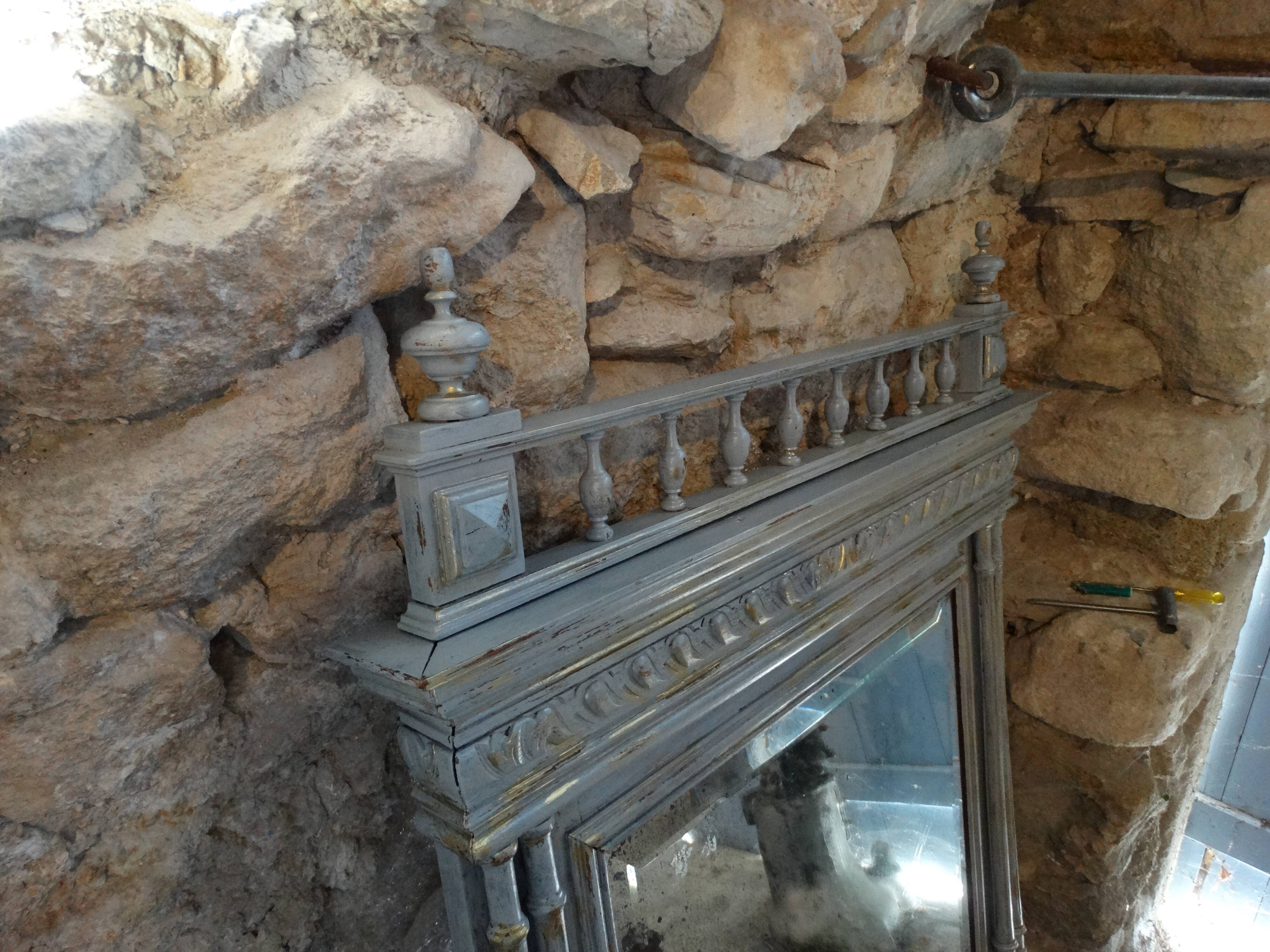 Large mirror style Henry II- shabby makeover chic- light gray and gold 86X129cm