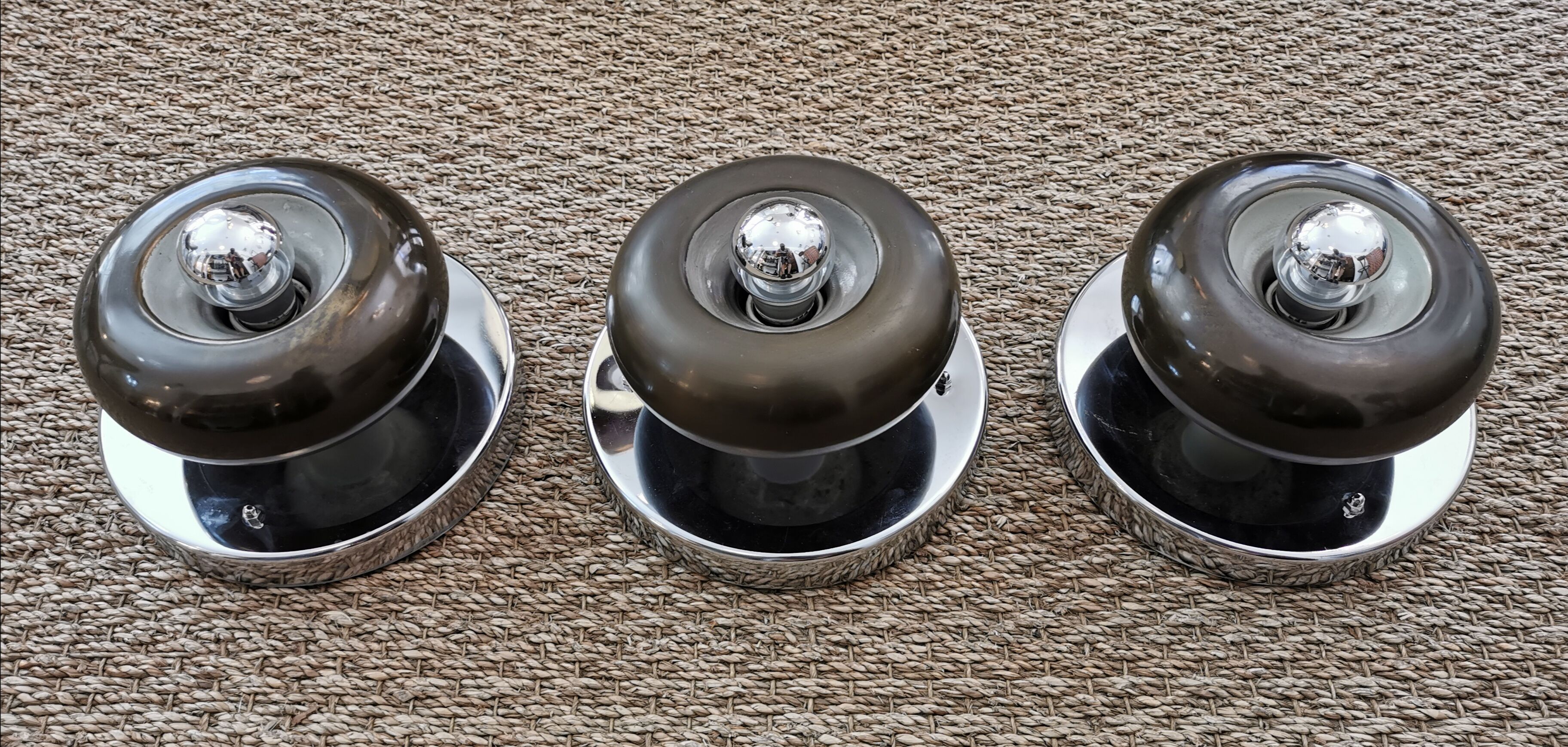 Set of 3 vintage space age sconces 60/70