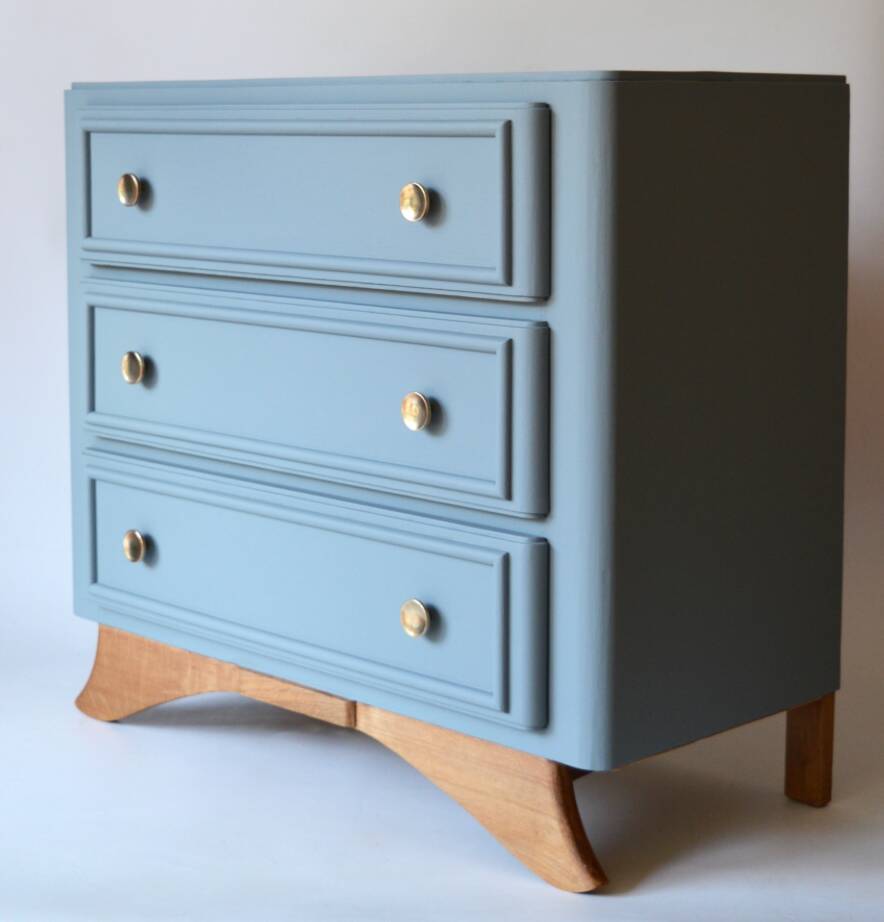 Commode vintage en chêne massif, pieds moustache