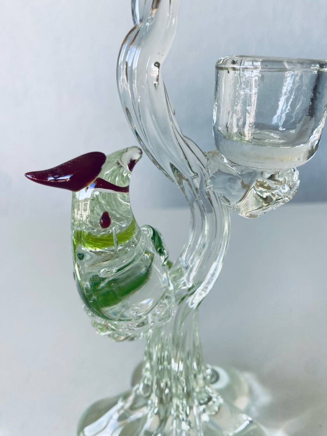 Glass bird candle holder