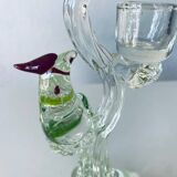 Glass bird candle holder