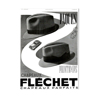 Affiche vintage années 30 Chapeau Fléchet