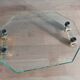 Art deco beveled glass tray with patinated gold handles