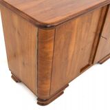 Art Deco style walnut chest of drawers, Poland, 1950s.