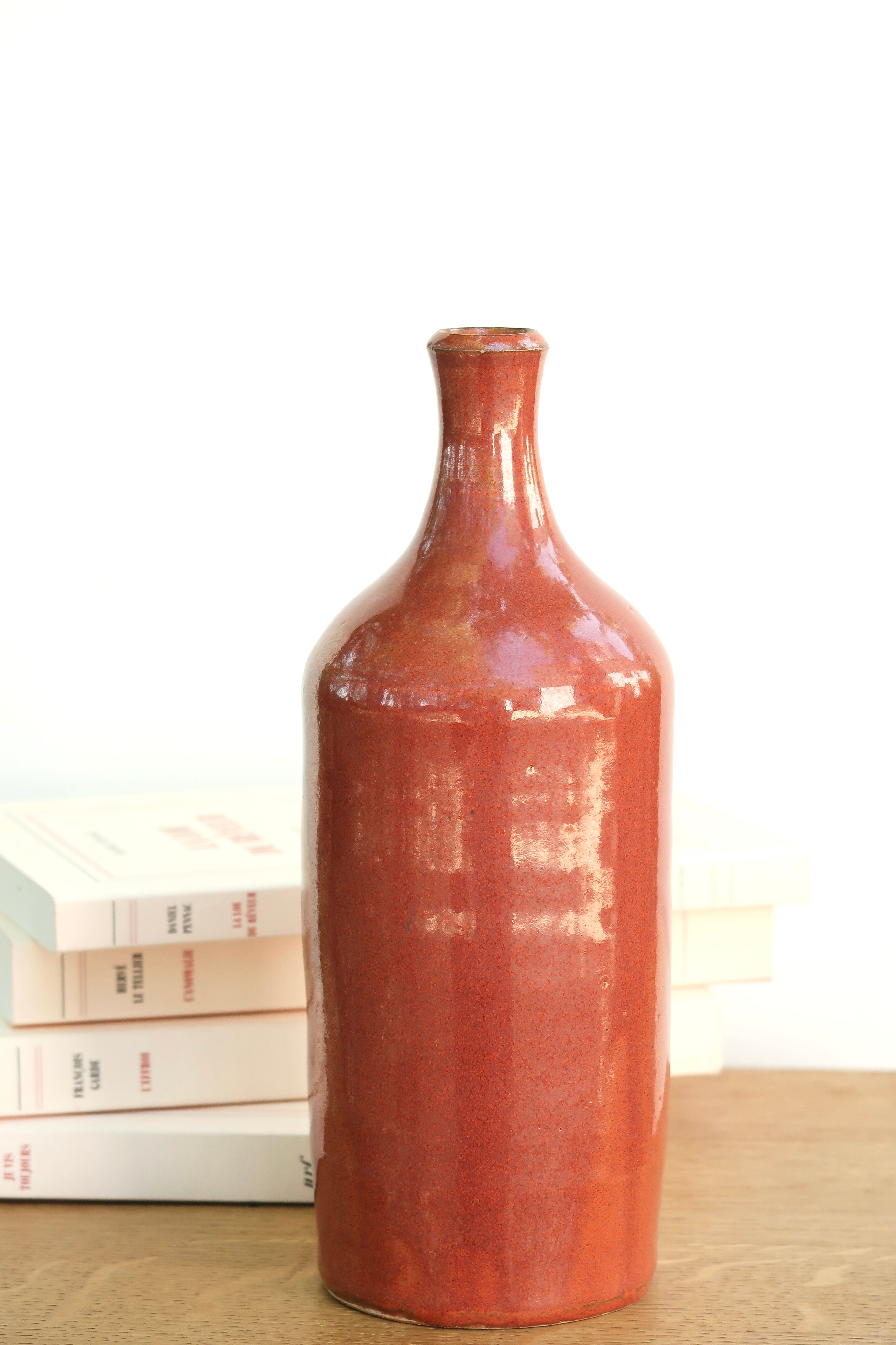 Coral ceramic bottle vase, 70s