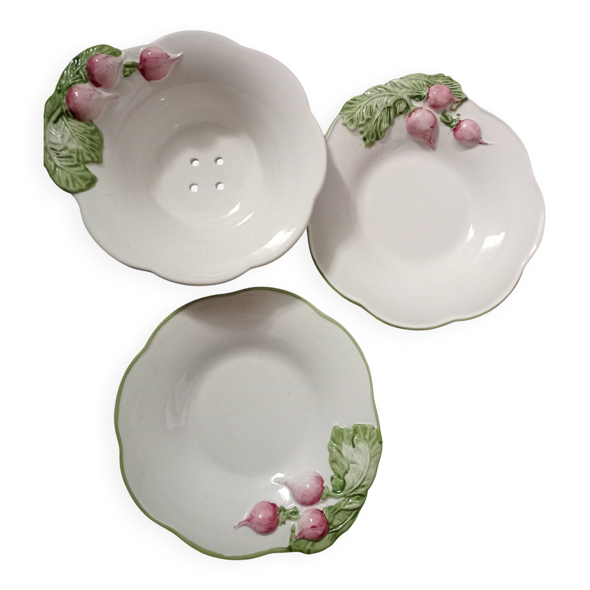 Dish drainer + 2 Silea Barbotine porcelain plates