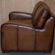Hand-dyed leather vintage-style sofa
