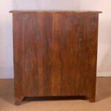 Antique Burmese teak sideboard with original blue and white patina