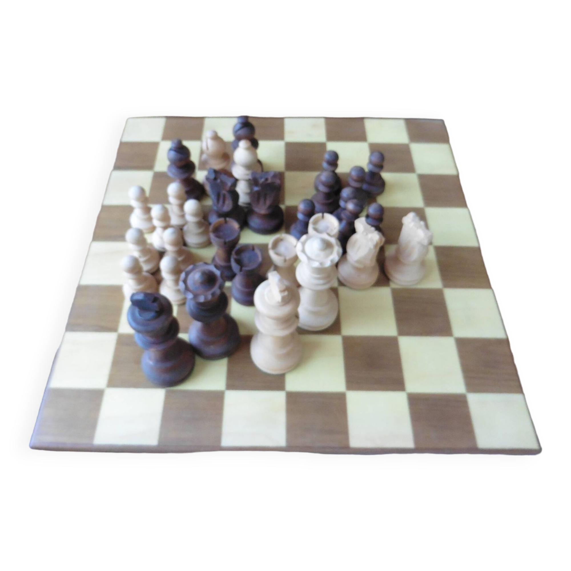 Complete regency wooden chess set with chessboard 31 cm x 31 cm