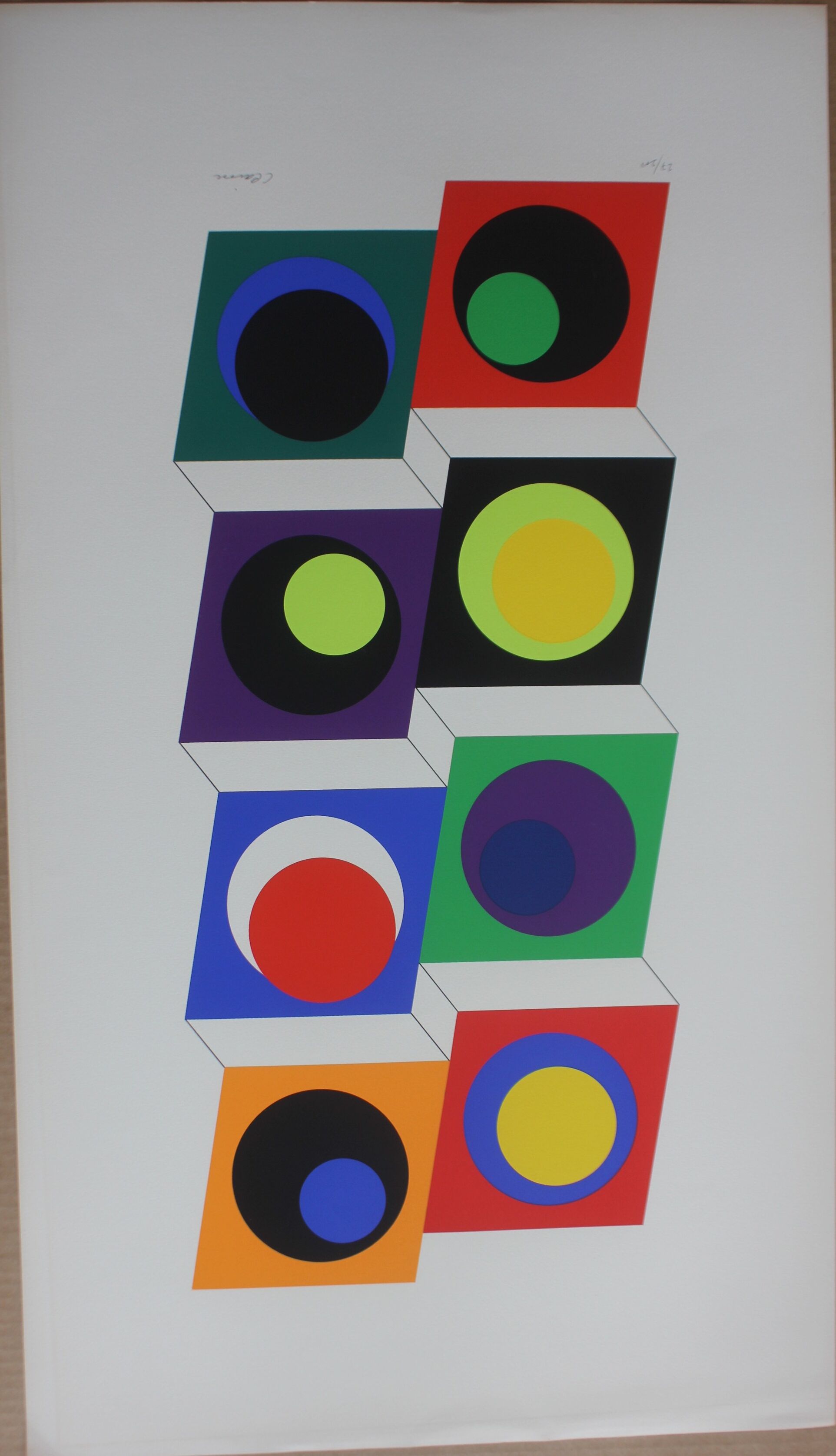 CLAISSE Geneviève Silkscreen print signed numbered abstract geometric 1967 circles