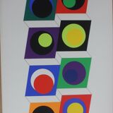 CLAISSE Geneviève Silkscreen print signed numbered abstract geometric 1967 circles