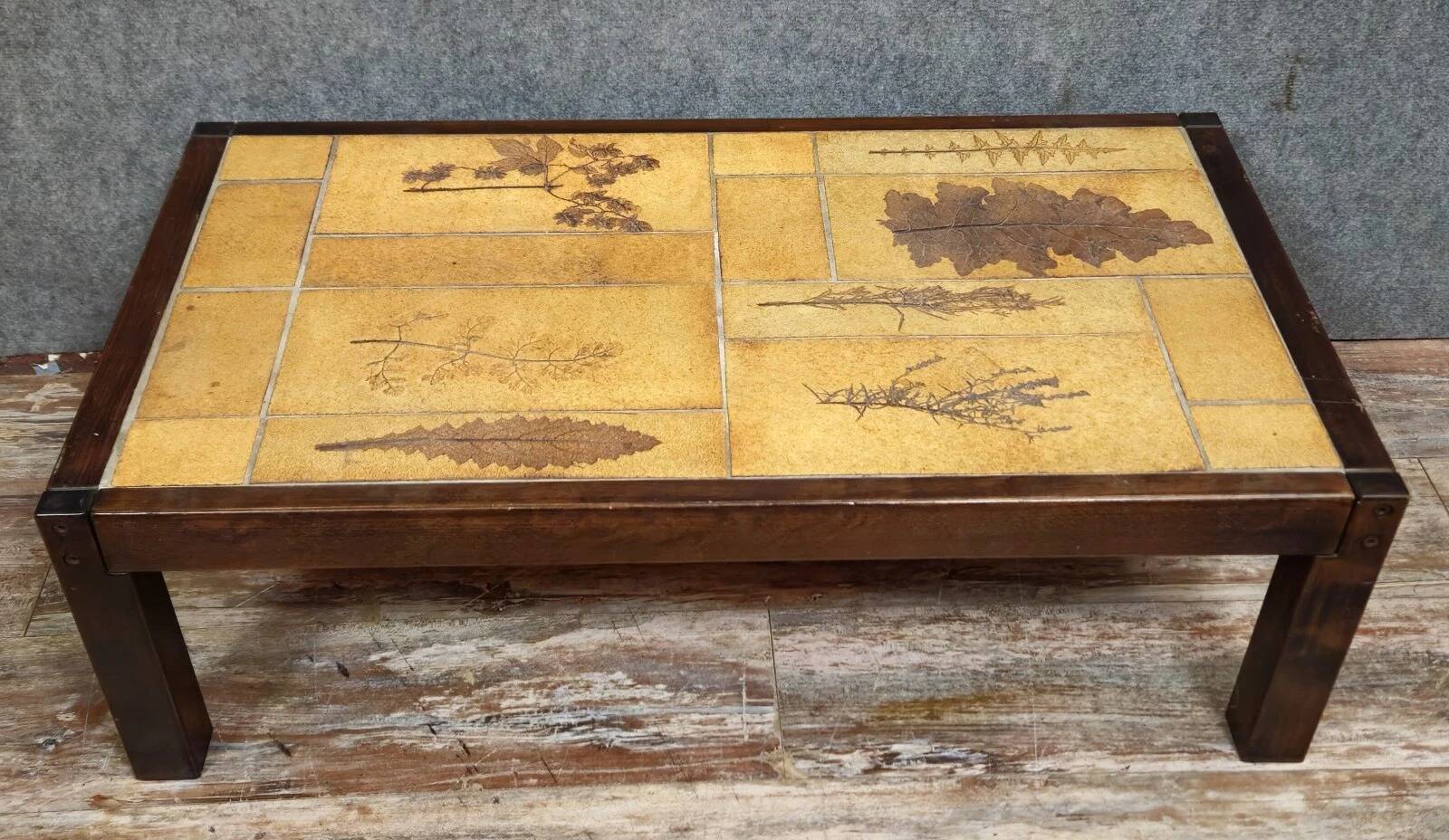 Framed marquetry panel – Old urban scene – 73 x 55 cm