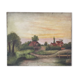 Old canvas landscape 65 x 54 cm