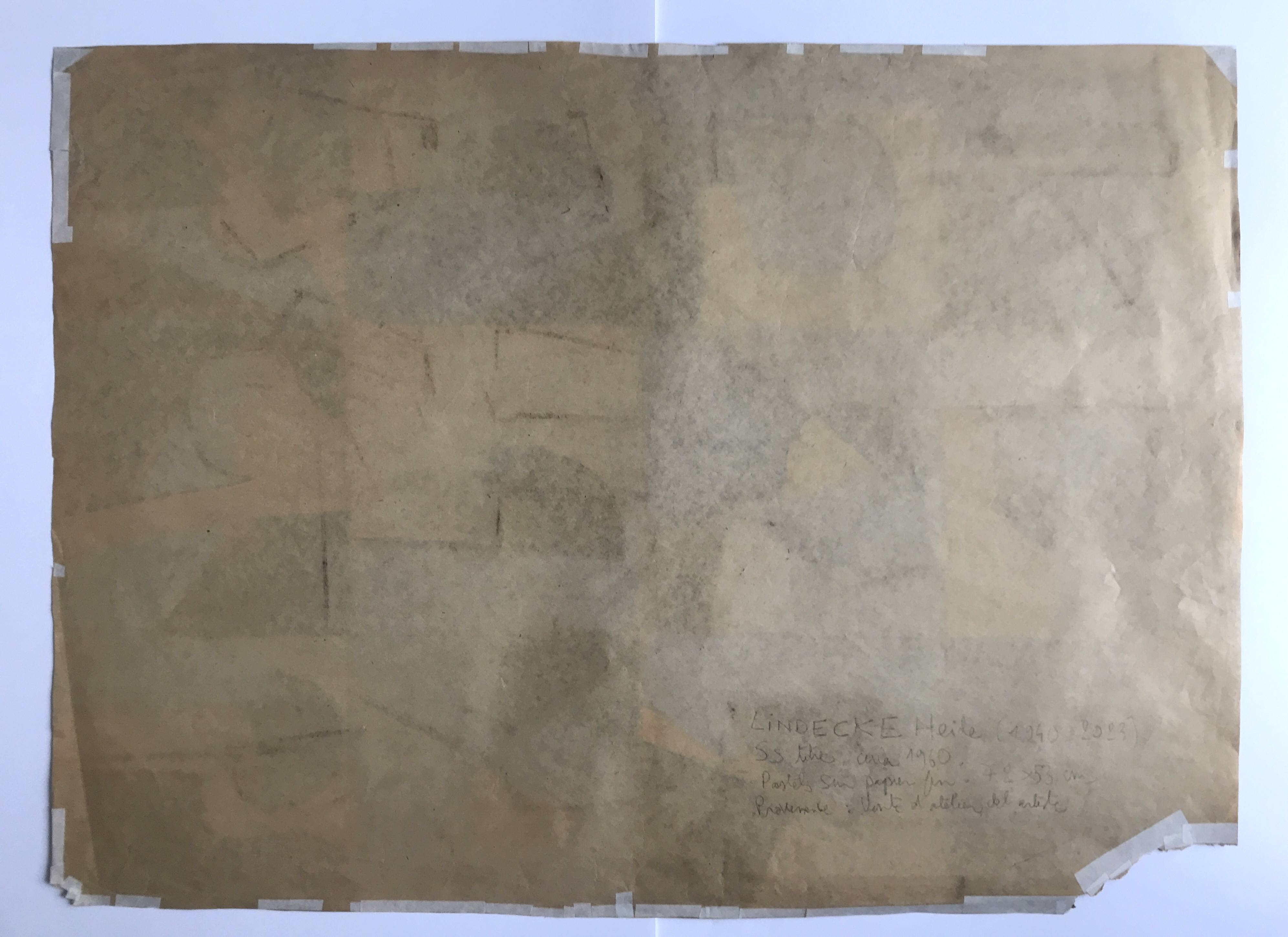 Heide lindecke, untitled, circa 1960-70. mixed media in colors on p