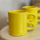 Mug cup ceramic handle graphic wave design colorful lemon yellow