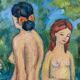 Large painting hst "baigneuses" marcelle guetta-fattal (1922-2009) fauvism