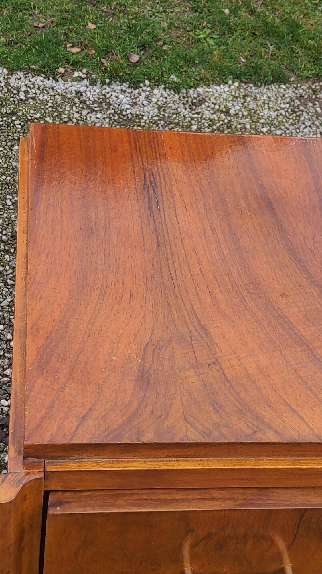 Vintage chest of drawers in walnut compass legs 4 drawers from the 1950s