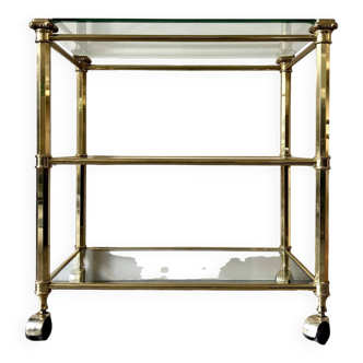 3-tier serving trolley in glass and gold metal