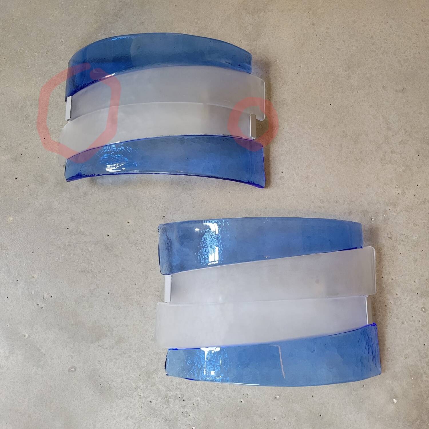 Pair of post-modernist wall lights in blown glass - Murano - vintage