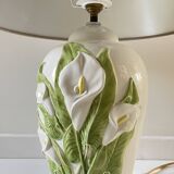 Italian ceramic lamp with arum flowers