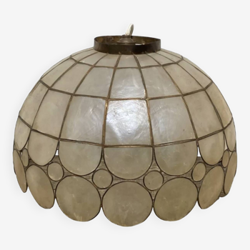 Mother-of-pearl brass pendant light 1960