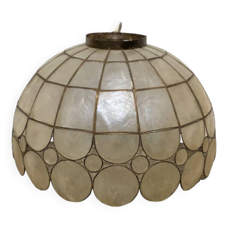 Mother-of-pearl brass pendant light 1960