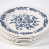 6 blue flower plates