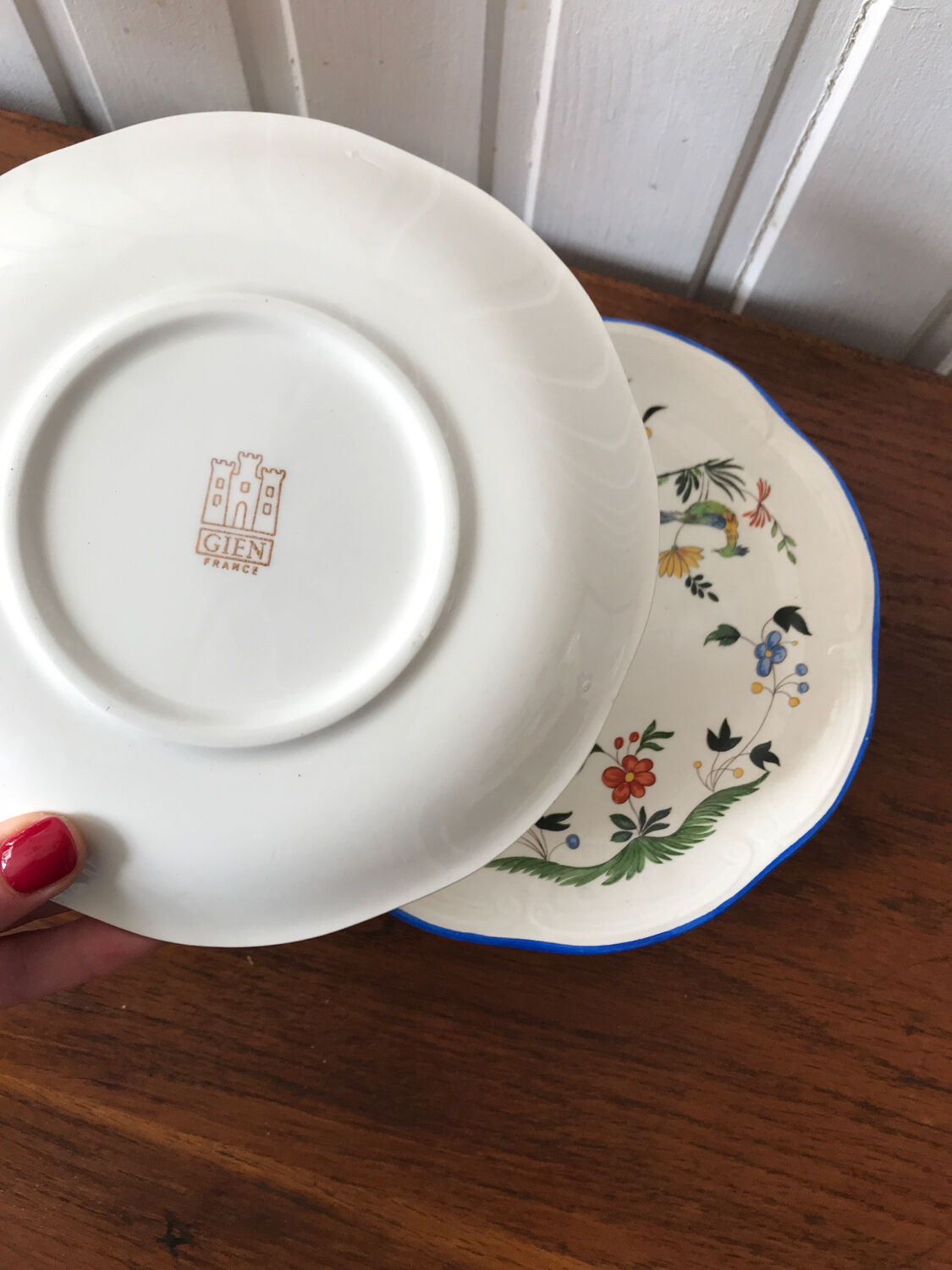 Lot dessert plates Birds of Pardadis Gien