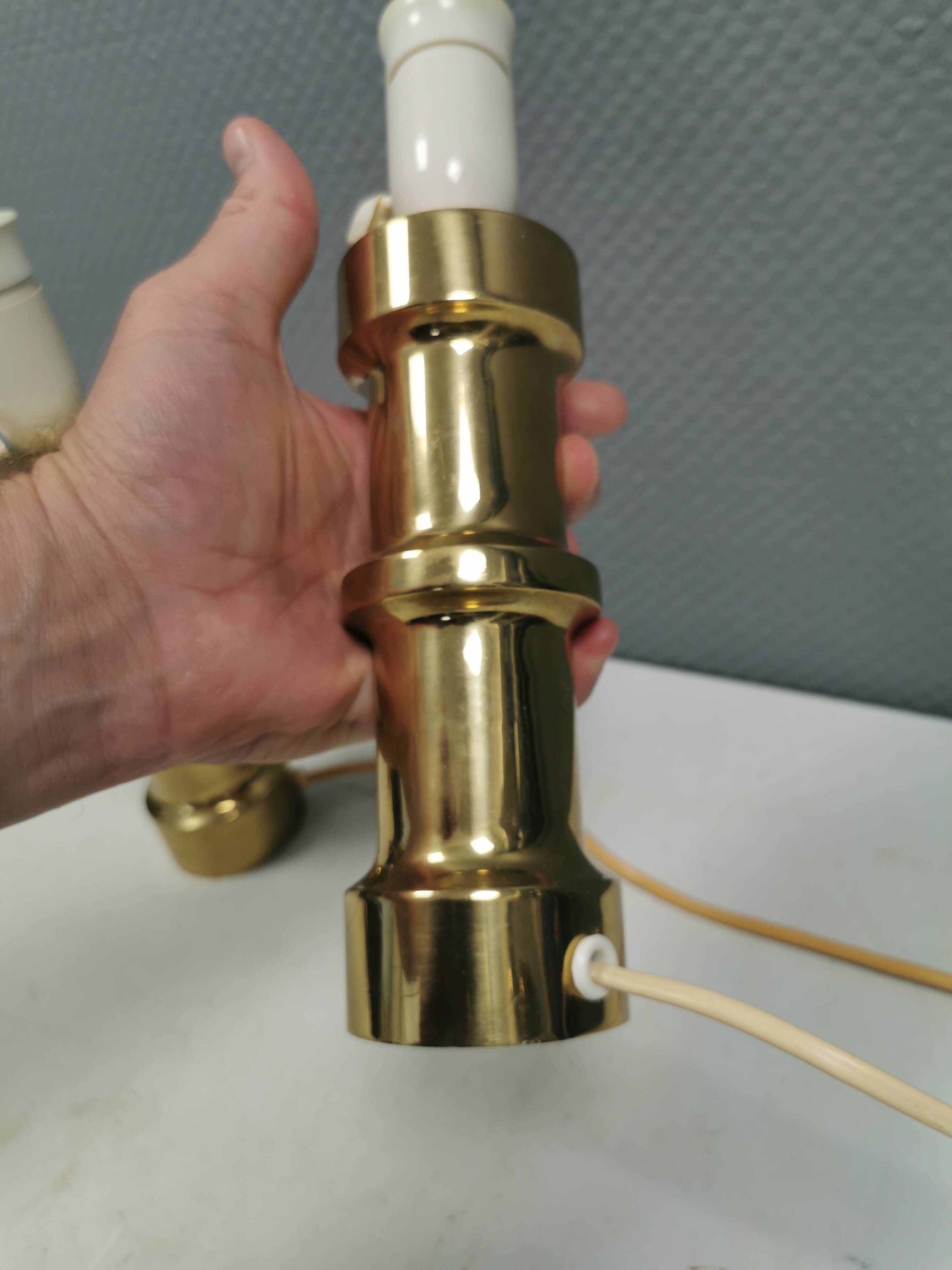 A set of beautiful brass table lamps. Danish and estimated from the 1970s.