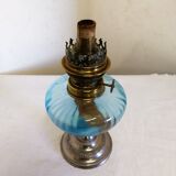 Bluish glass kerosene lamp
