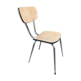 Chaise cuisine formica beige avec pieds compas metal chromé vintage