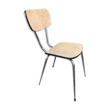 Chaise cuisine formica beige avec pieds compas metal chromé vintage