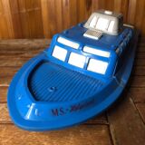 Old Toy Boat Sheet Metal MS Helgoland A Remontoir 1950 Vintage #A599