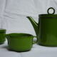 Green enamelled porcelain coffee set