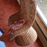 Rattan garden furniture set consisting of 3 armchairs and matching table
