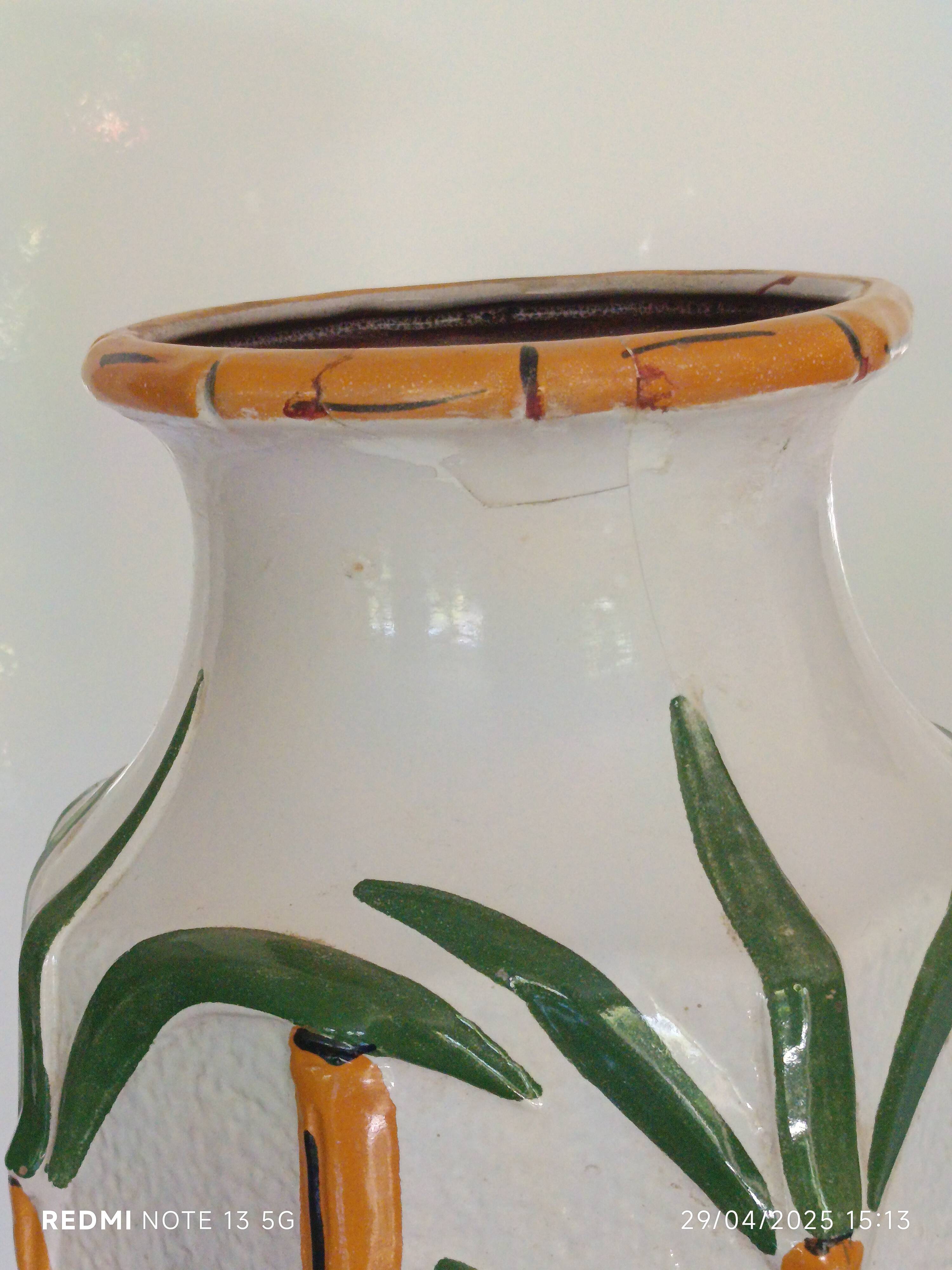 large bamboo vase signed Cartens Germany 1960