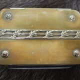 Chiseled glass soap box and brass lid