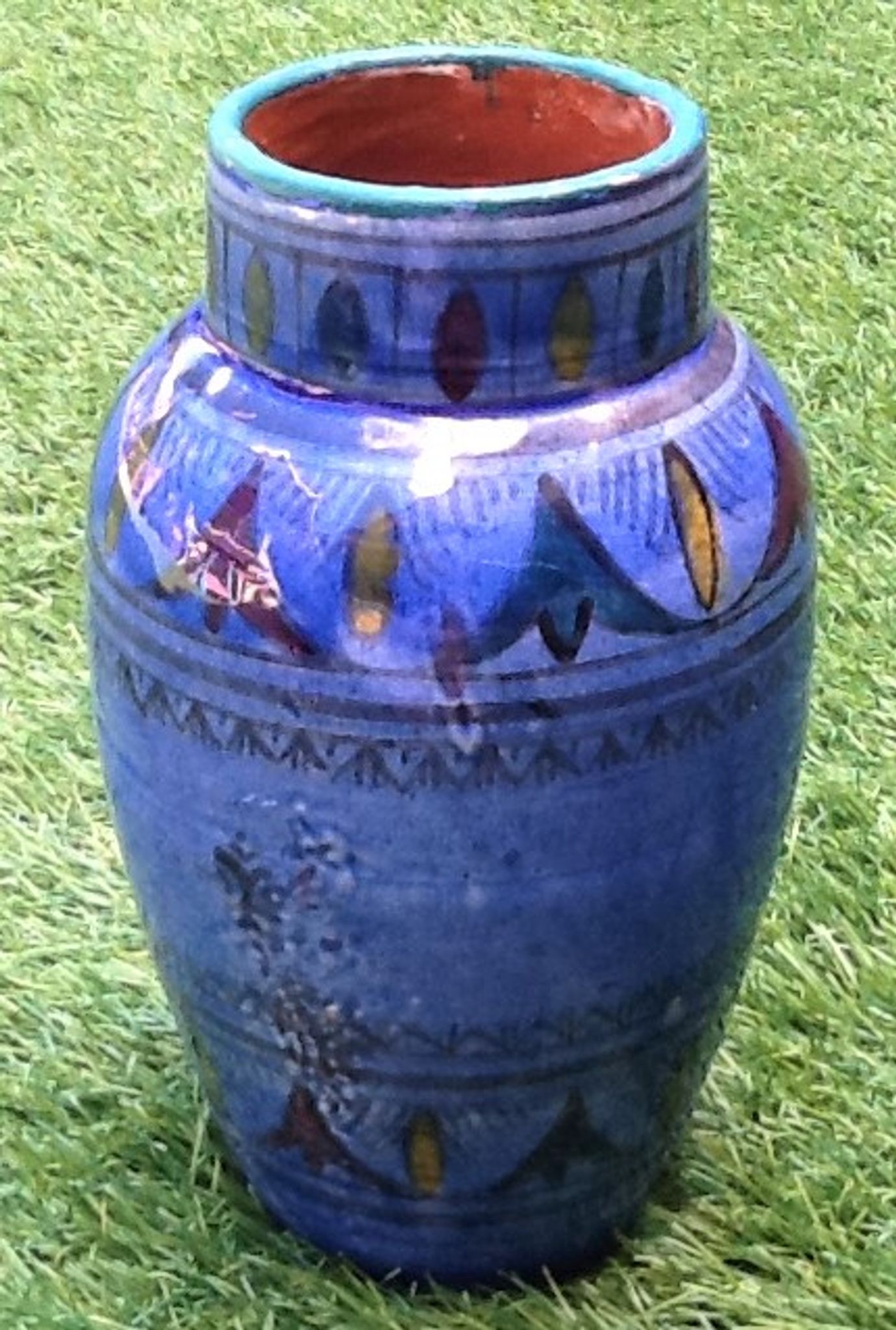 Vase céramique forme balustre terre cuite vernissée